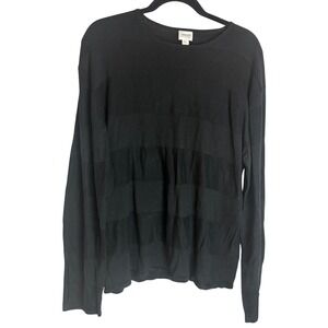 Armani Collezioni Mens Black Silk Blend Knit Long Sleeve Top Size XL